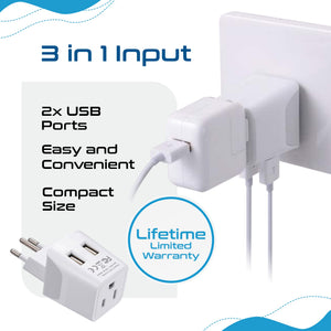 Switzerland Travel Adapter - Type J - Dual USB (CTU-11A) - TRAPSKI