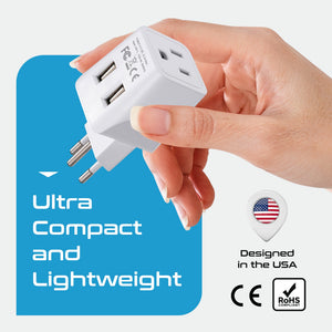 Switzerland Travel Adapter - Type J - Dual USB (CTU-11A) - TRAPSKI