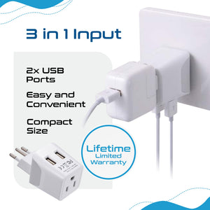 Brazil Travel Adapter - Type N - Dual USB (CTU-11C) - TRAPSKI