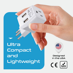 Brazil Travel Adapter - Type N - Dual USB (CTU-11C) - TRAPSKI