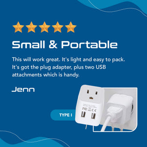 Australia, China Travel Adapter Plug with Dual USB - Type I - 2 Pack (CTU-16-2PK) - TRAPSKI