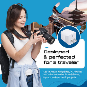 Japan, Philippines Travel Adapter - Type A - Dual USB (CTU-6) - TRAPSKI