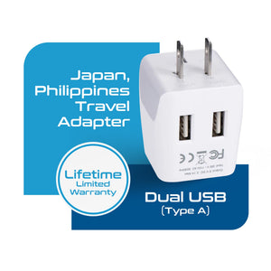 Japan, Philippines Travel Adapter - Type A - Dual USB (CTU-6) - TRAPSKI