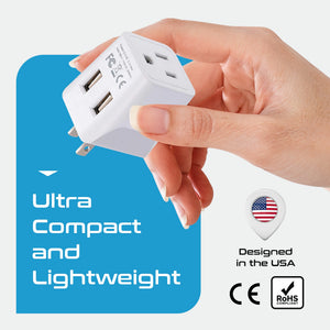 Japan, Philippines Travel Adapter - Type A - Dual USB (CTU-6) - TRAPSKI