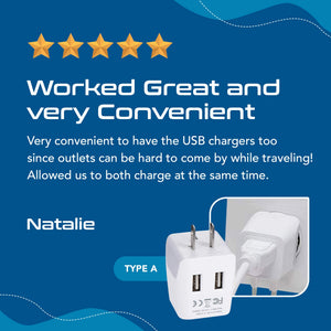 Japan, Philippines Travel Adapter - Type A - Dual USB (CTU-6) - TRAPSKI