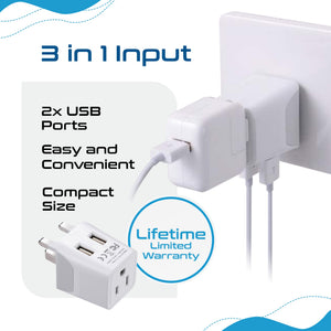 UK, England Travel Adapter Plug with Dual USB - Type G - 2 Pack (CTU-7) - TRAPSKI