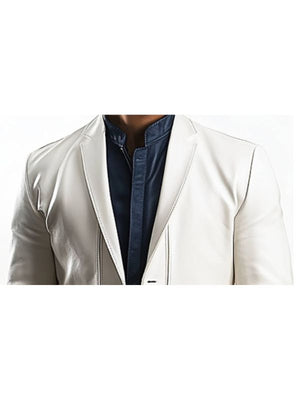 Caleb Men's White Leather Blazer