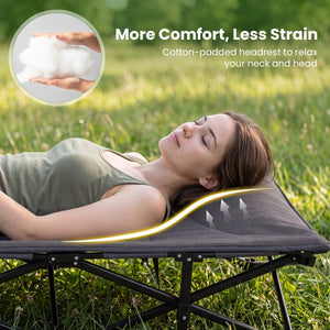 Camping Cot with Padded Pillow and Storage Pouch - Gray