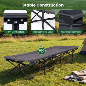Camping Cot with Padded Pillow and Storage Pouch - Gray