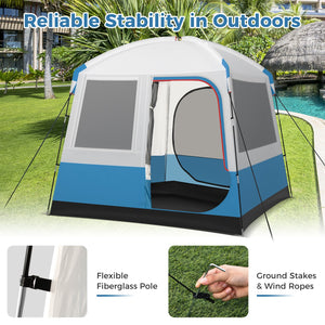 5 Person Camping Tent with Mesh Windows and Carrying Bag for Camping Hiking Traveling-White