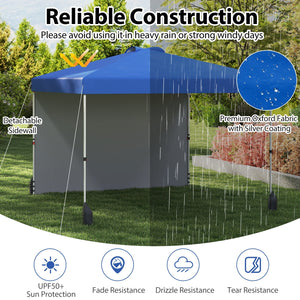 10 X 10 FT Pop up Canopy Tent with 1 Sidewall and Wheeled Bag