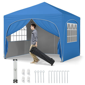 10 X 10 FT Pop up Canopy Tent with 4 Removable Sidewall