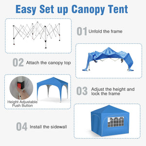 10 X 10 FT Pop up Canopy Tent with 4 Removable Sidewall