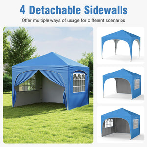10 X 10 FT Pop up Canopy Tent with 4 Removable Sidewall