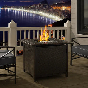 Cartney 32" Square Woven Aluminum Convertible Gas Fire Pit Table