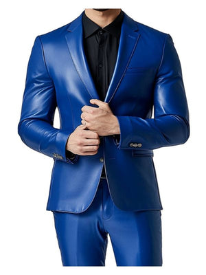 Charlie Men's Bright Blue Leather Blazer