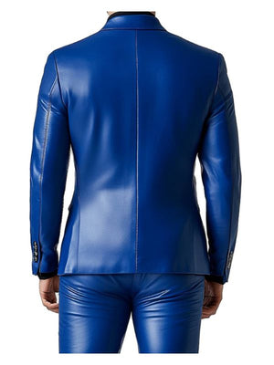 Charlie Men's Bright Blue Leather Blazer