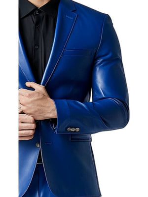 Charlie Men's Bright Blue Leather Blazer