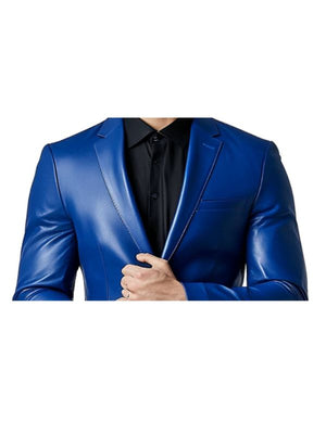 Charlie Men's Bright Blue Leather Blazer