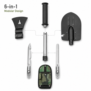 6-in-1 Multi Tool Survival Kit Shovel Knife Axe Saw Nail Puller w/ Pouch Outdoor Gear Camping