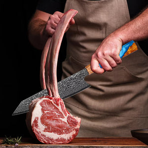 Serene Chef Knife with Exotic Olive Wood Burl & Resin Handle