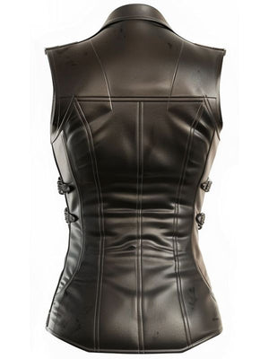 Claire Black Leather Vest for Women
