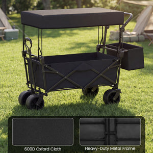 Collapsible Wagon with Removable Canopy and Detachable Storage Bag