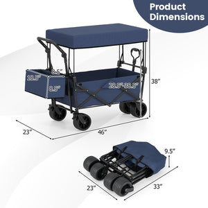Collapsible Wagon with Removable Canopy and Detachable Storage Bag