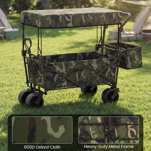 Collapsible Wagon with Removable Canopy and Detachable Storage Bag