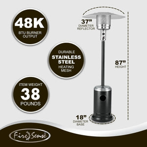 Commercial Series Patio Heater in Onyx and Stainless Steel