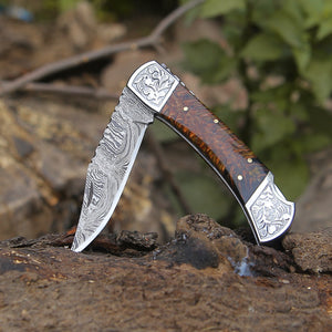 Striker Custom Pocket Knife with Pine Cone Handle
