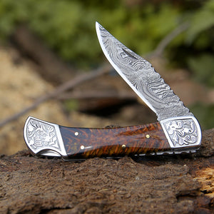 Striker Custom Pocket Knife with Pine Cone Handle