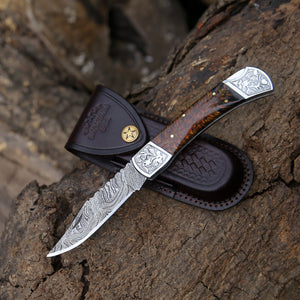 Striker Custom Pocket Knife with Pine Cone Handle