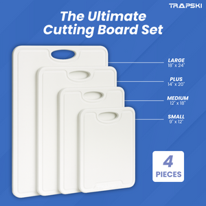 TRAPSKI Premium 1/2 Inch Thick HDPE Cutting Boards | Food-Grade Kitchen Prep Surface | Juice Grooves | Made in the USA - TRAPSKI