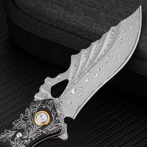 Specter Handmade VG10 Damascus Pocket Knife – Ebony Handle