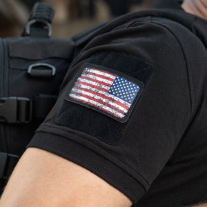 M-Tac patch U.S. Flag Reverse Vintage (3x2inches) Black/GID - TRAPSKI