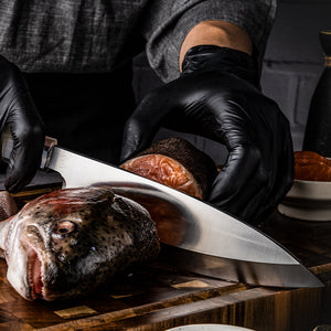 Crystal Damascus Chef's Knife with Exotic Ebony Wood Handle