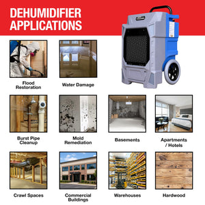 190 Pint Commercial Industrial Dehumidifier 7,000 ft² Rated LGR Integrated Pump Drain Hose