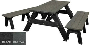 Deluxe Recycled Picnic Table with Detached Benches - Eco-Friendly Outdoor Seating