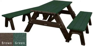 Deluxe Recycled Picnic Table with Detached Benches - Eco-Friendly Outdoor Seating
