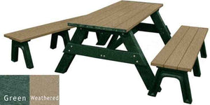 Deluxe Recycled Picnic Table with Detached Benches - Eco-Friendly Outdoor Seating