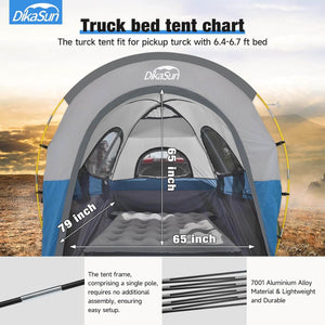 5.5-6.7ft Portable Pickup Truck Bed Tent Blue