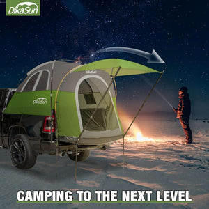 5.5-6.7ft Pickup Truck Bed Tent with Awining Green