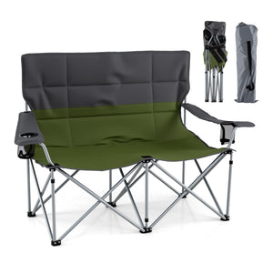 Double Camping Chair with Carry Bag Cup Holders