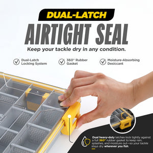 Beyond Fishing DryLock Waterproof Tackle Box, Watertight 3600 & 3700 Tackle Trays with Dual-Latch Seal, Adjustable Removable Dividers & Anti-Rust Desiccant, Lure & Terminal Tackle Organizer