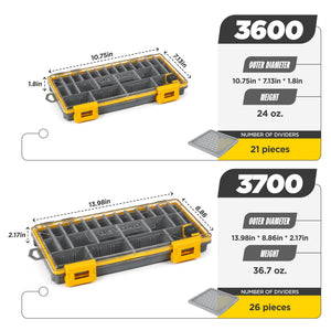 Beyond Fishing DryLock Waterproof Tackle Box, Watertight 3600 & 3700 Tackle Trays with Dual-Latch Seal, Adjustable Removable Dividers & Anti-Rust Desiccant, Lure & Terminal Tackle Organizer