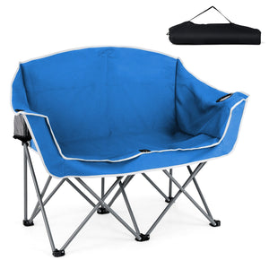 Duo Camping Chair Portable Oversized Loveseat with Armrests and Cup Holders-Green
