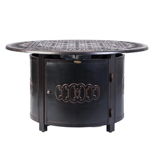 Dynasty 44" Round Art Deco Aluminum Convertible Gas Fire Pit Table
