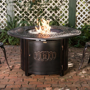 Dynasty 44" Round Art Deco Aluminum Convertible Gas Fire Pit Table