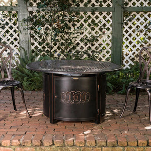 Dynasty 44" Round Art Deco Aluminum Convertible Gas Fire Pit Table